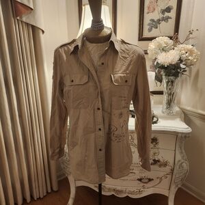 Vintage Ralph Lauren Blouse Top Safari Palm Beach Polo Club Chic M